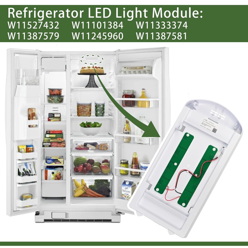 W11527432 Light Replacement for Whirlpool Maytag Amana Fridge Refrigerator W11101384