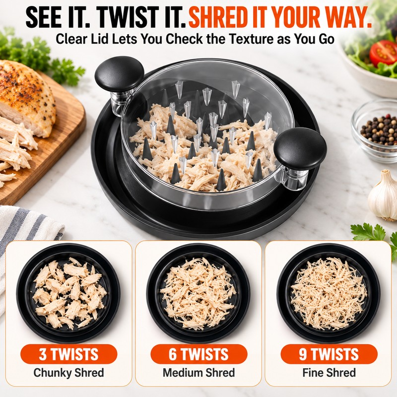 Chicken Shredder for Meal Prep – Rotating Meat Shredder with