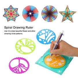 Zerodis Spirograph Art Set,Creativity Gear Drawing Ruler Kit Herramienta de Pintura en Espiral Diseño Artesanal Juguete Educativo Suministros de Papelería para Niños