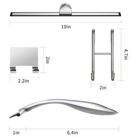 Shower Squeegee and Window Squeegee, Stainless Steel, 100% Streak-Free, Cleaner for Bathroom Showers Glass Doors, Home Mirrors, Car Windows Wiper, Adhesive Holder, Shower Door Hook, 10 Inch, Silver