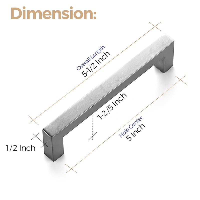 Ravinte 10 Pack Cabinet Handles Square Cabinets Cupboard Handles Brushed