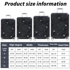 Anseom 18-32 Inch Suitcase Covers with Luggage Tag, Elastic Travel Suitcase Cover, Waterproof Suitcase Protective Cover with Zip, Washable Luggage Cover, black, Modern