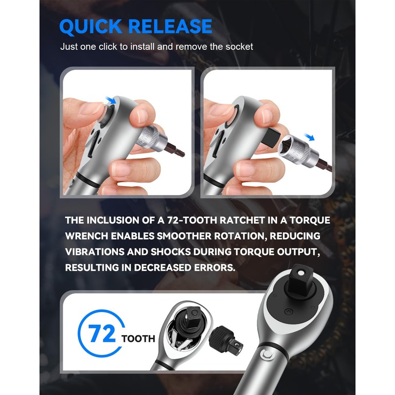 GOYOJO Bicycle Torque Wrench 2-24 Nm, 1/4 Inch Socket Spanner