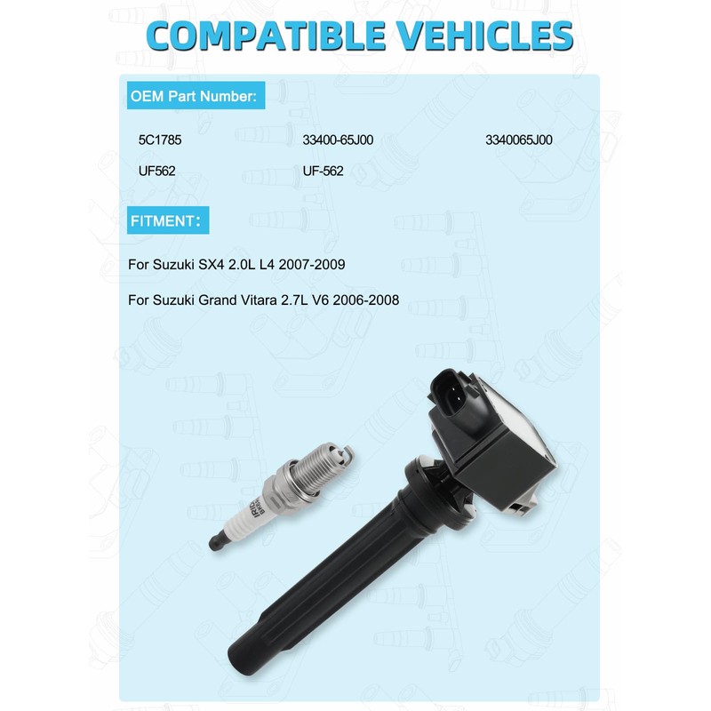 TAUTOY Set Of 4 UF562 Ignition Coil Pack & Iridium
