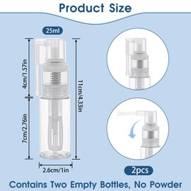 KALIONE 2-Pack 25ml Empty Powder Spray Bottles, Reusable Detachable Travel Bottles, Body Care Accessories for Face, Hair, Body, Nail
