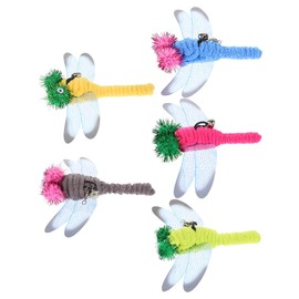 POPETPOP 5 Pcs Cat Scratching Toy Bulk Toys Dragonfly Cat Replacement Cat Worm Toy Cat Wand Attachments Cat Worms and Dragonfly Refill Dragonfly Cat Toy Wand Da Bird Cat Toys Catch Kitten