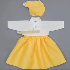 Girl Baby 100 Days Birth Hanbok Korea Traditional Dress Celebration Party Baekil Yellow Set OSG301