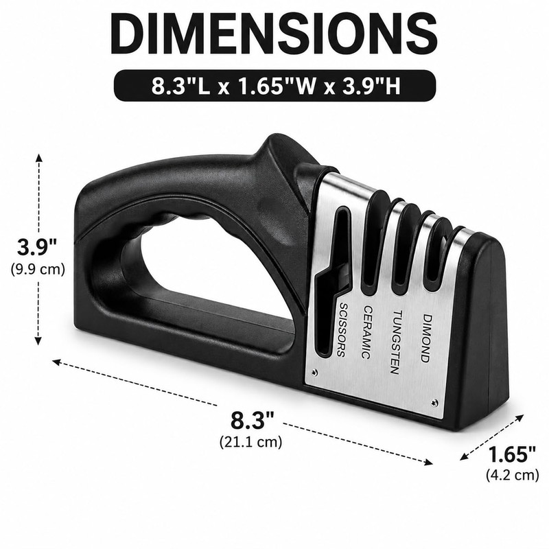 Ryerum Basics 4-in-1 Knife Sharpener with Non-Slip Base, Scissor Sharpener