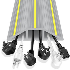 Floor Cable Cover, 6.5ft Extension Cord Covers for Wires on Floor, 3 Channels Heavy Duty PVC Duct Cord Hider Floor Cable Management for Indoor Outdoor, Gray