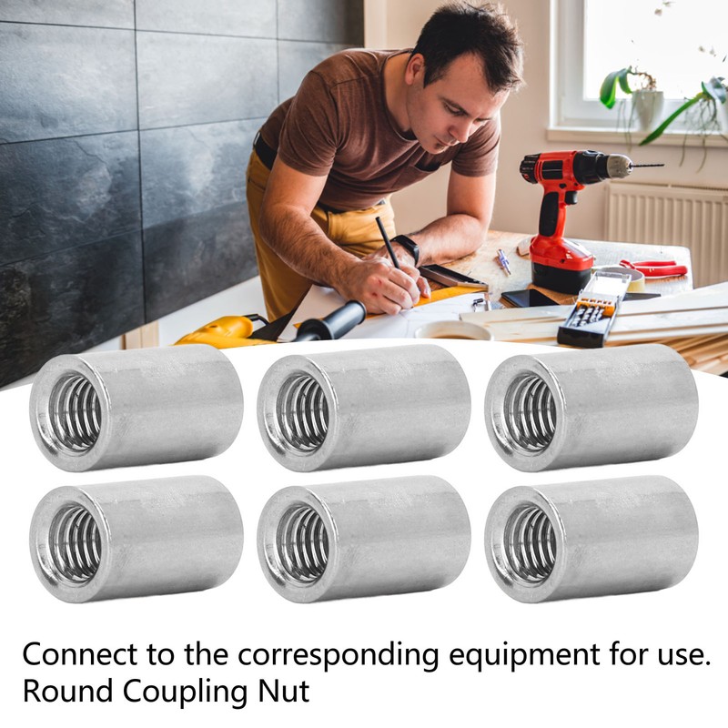 20Pcs Coupling Nut Stainless Steel M8 Round Rod Connector Nut