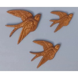HOMCO Vintage 1983 Burwood Homco Flying Sparrows Wall Decor Set of 3 Birds 1667