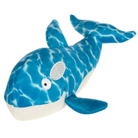 TrustyPup Strong 'N Silent Swimmer Soft Plush Orca Squeaker Chew Guard Dog Toy - Blue, Large