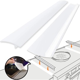 Silicone Gap Cover, (2 Pack) Silicone Gap Stopper Kitchen Stove Counter Gap Covers - Flexible Stove Space Fillers, Food Grade (21inches, White)
