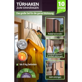 4smile Budget Door Hooks Set of 10 Black 17-23 mm