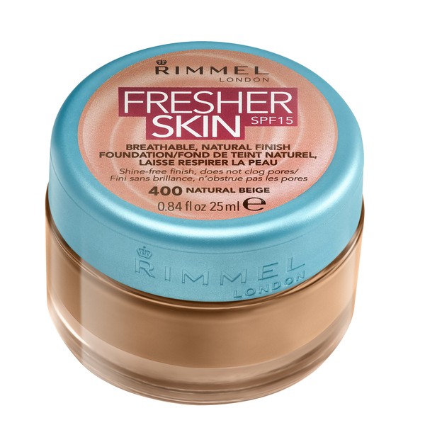 Rimmel London Fresher Skin Foundation, 400 Natural Beige, 25 ml