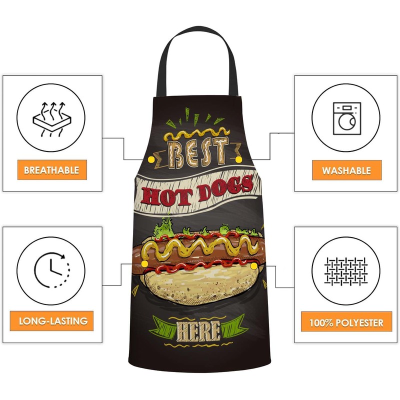 BGBDEIA Best Hot Dogs Here Apron Adjustable Neck Bib Apron