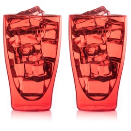 2 x 400 ml "red" XL double-walled coffee and tea thermal glasses with floating effect - bedida by Feelino