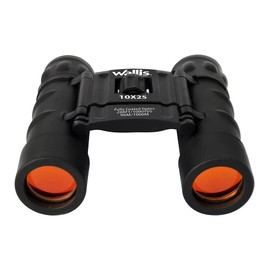 Wallis BI610307 Binocular Compacto Tipo Tejado, Negro, 10 x 25 mm, Revestimiento Rubicon