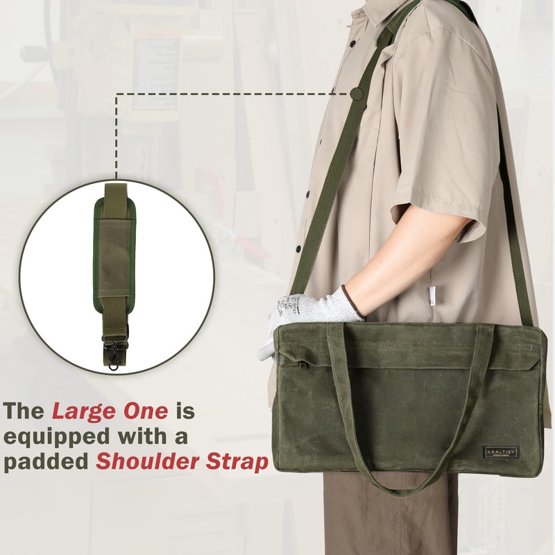 Tool Tote Bag, 16OZ Waxed Canvas Tool Bag with 7-Pocket