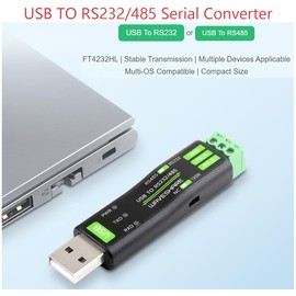 Waveshare Adaptador USB a RS485 o RS232, Compatible con Mac, Linux, Android, Windows 11/10/8.1/8/7