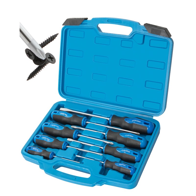 ROTATION 8-Piece Magnetic Screwdrivers Set with Nichrome tip, 4 Phillips