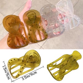 4 PCS French Concord Flat Hair Clips for Women 3.35 Inch Curved Hair Claw Clips Alligator Hair Barrettes Volume No Slip Grip Strong Hold Banana Hair Clamps Jaw Clips Styling Hair Accessories