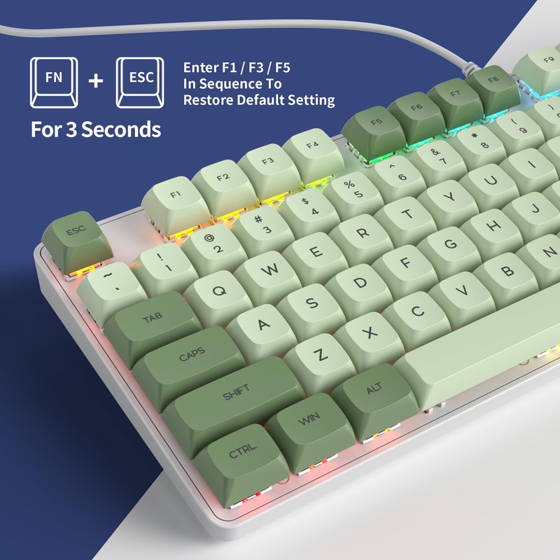 Owpkeenthy Full Size Green Mechanical Gaming Keyboard with Number Pad,