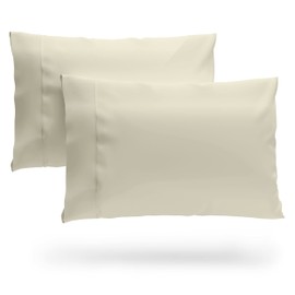 Cosy House Collection 100% Rayon Derived from Bamboo Pillowcase Set - Cooling, Breathable, Silky Soft 2-Piece Envelope Closure Pillow Case Cover Set (King, Cream)