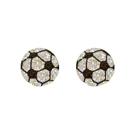 ROSTIVO Small Glitter Soccer Stud Earrings for Women – Acrylic Jewelry for Soccer Mom&Sports Fans, Great to Wear on Game Day,School Events & Other Soccer Games
