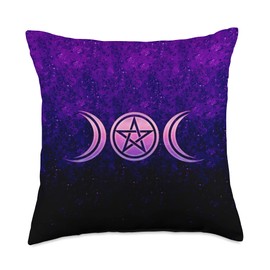 Wicca Signs and Symbols by Anne Mathiasz Wicca, Pentagram, Moon Phases, Goddess, Symbol, Magic Throw Pillow, 18x18, Multicolor