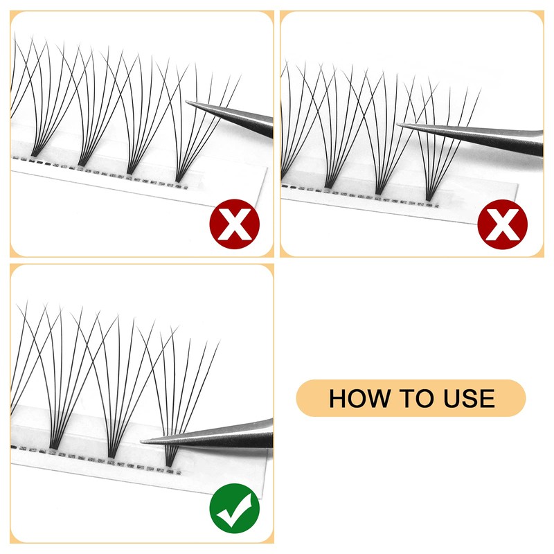 QUEWEL Premade Lash Fans, 6D Premade Fans Eyelash Extensions 0.07mm