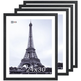 VCK 24x30 Poster Frame Set of 4 - Black, Solid Wood Picture Frames, Textured Exclusive Wall Gallery Frame