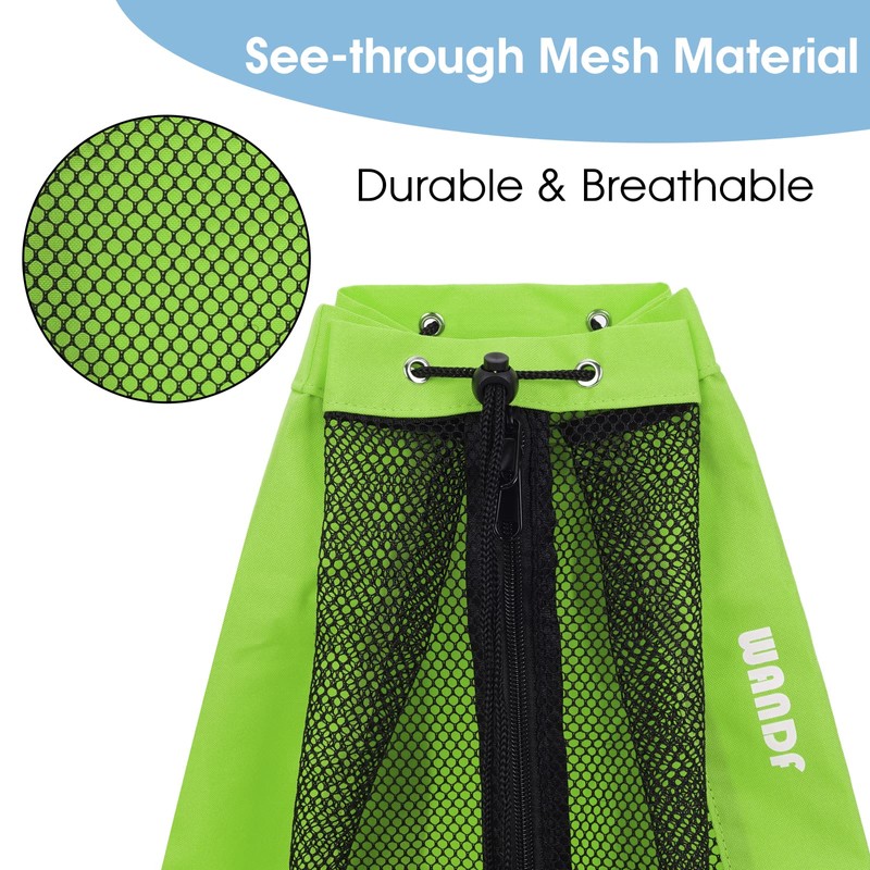 WANDF Swim Bag Mesh Drawstring Backpack Beach Backpack for Swimming,