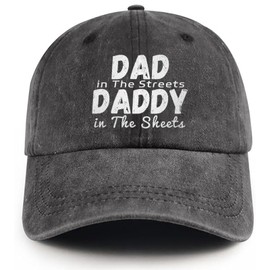 Dad in The Streets Daddy in The Sheets Hat Adjustable Vintage Washed Cotton Baseball Cap Gifts for Men Grandpa Dad Husband Carbon