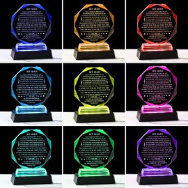 Movdyka to My Man Glass Plaque with LED Color-Changing Base & Engraved Keepsake, for Husband from Wife, Anniversary Birthday Christmas I Love You Gift for Him Boyfriend