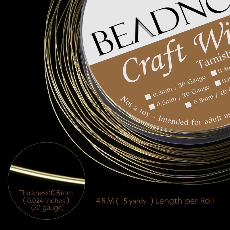 BEADNOVA 22 Gauge Wire for Jewelry Making Tarnish Resistant Copper