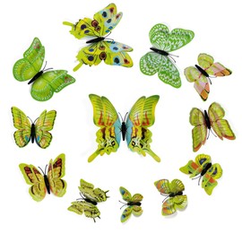 RENUIS 24PCS Butterfly Wall Decals,3D Butterfly Wall Stickers Decor Art Decorations Removable Mural Stickers Butterfly Decorations for Home Room Art Bedroom Nursery Party Decor (Candy Green)
