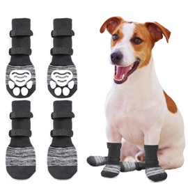 Anti Slip Paw Protectors Dog Socks,Non-Slip Dog Socks with Adjustable Straps,Traction Control for Indoor on Hardwood Floor Wear (L)