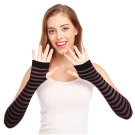 Bienvenu Punk Gothic Rock Long Arm Warmer Fingerless Gloves,Black Coffee
