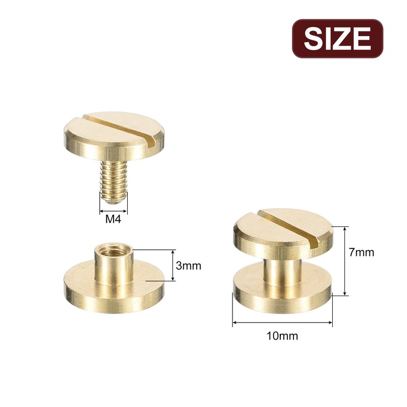 sourcing map 30Pack Brass Chicago Screws, 3x10mm Flat Head Screw