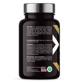 MAX VITA MAXIMUM VITALITY Keto Max C Advanced Keto Diet Pills with MCT Oil, Green Tea & L-Carnitine Plus Vitamins & Minerals - Premium Supplements for Metabolism and Energy Boost - 120 Vegan Capsules Made in The UK