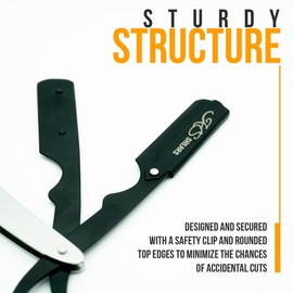 KS SHEARS Straight Razors For Men Kit - Mens Straight Razor Shaving Kit with 100-Pack Derby Platinum Blades, Barber Straight Razor with Safety Straight Razor Blades, Barber Razor For Men Black-Silver