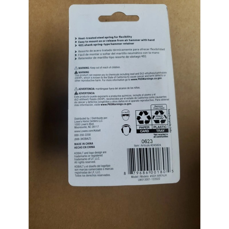 Kobalt NEW SEALED 2pk Kobalt Steel Spring Hammer Tool Retainers