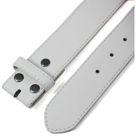 BC Belts Leather Belt Strap with Vintage Distressed Texture 1.5" Wide with Snaps (White-M)