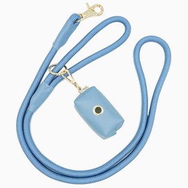 5FT Nylon Rope Dog Leash with Poop Bag Holder, Heavy Duty Snap Dog Leash, Soft Handle Rope Leash for All Breeds (Air Blue, 5FTx10MM)