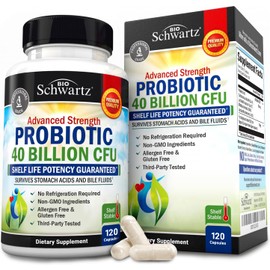 BioSchwartz Daily Probiotic Nutritional Supplement - 40 Billion CFU for Gut Health - Probiotics for Men and Women - Digestive Health with Astragalus & Lactobacillus - Shelf Stable - 120 Count