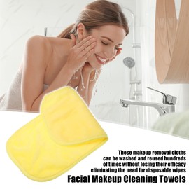 VOCOSTE Makeup Remover Cleaning Cloth Makeup Remover Cleaning Towel Washable Reusable Suitable for Most Skin Types 40x20cm 2pcs Yellow