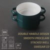 Sweejar Ceramic Soup Bowls with Double Handles, 20 Oz Stacked