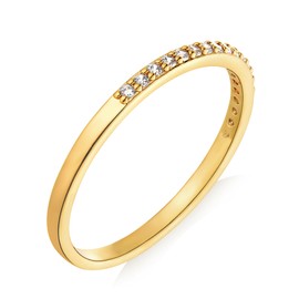 MTMY 14K Gold Plated Stackable Ring CZ Simulated Diamond Thin Rings Eternity Bands for Women Jewelry (CZ,6)