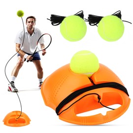 Feirdhoo Self-Study Exercise Tennis Trainer - Tennis Trainer Baseboard Set Including 3 Rebound Balls, Solo Training Tennis Ball with Cord, Replacement Twist Ball for Beginners, Children and Adults